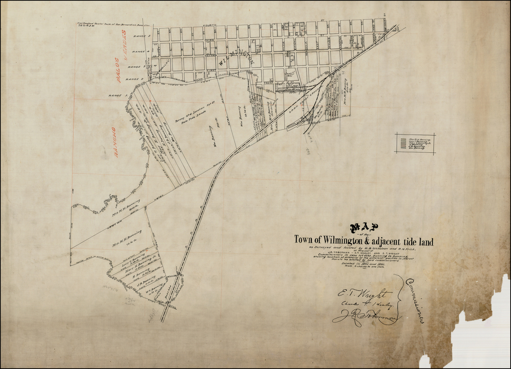 Map of the Town of Wilmington & adjacent tide land as Surveyed and