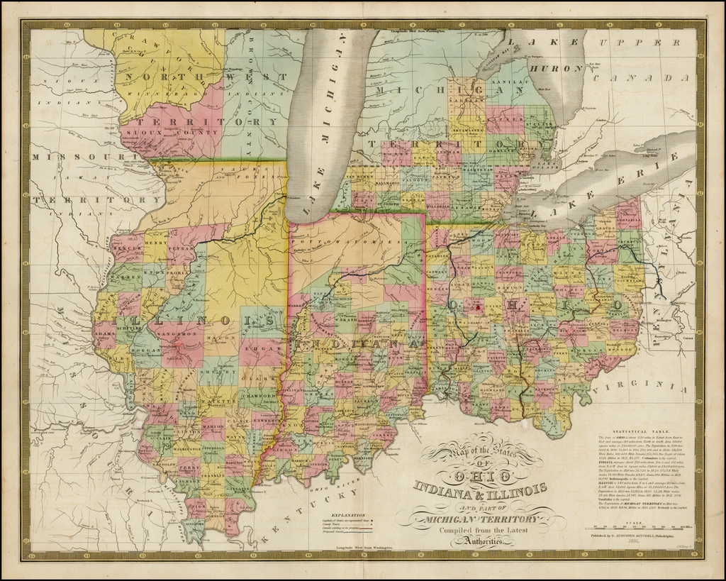 Map Of The States Of Ohio Indiana And Illinois With Part Of Michigan Territory Compiled From The 3703