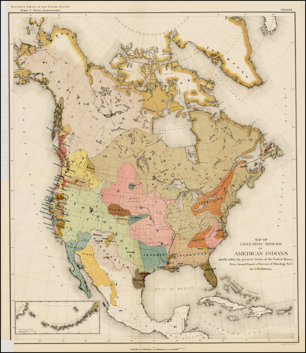 Linguistic Stocks of North American Indians North of Mexico By J.W ...