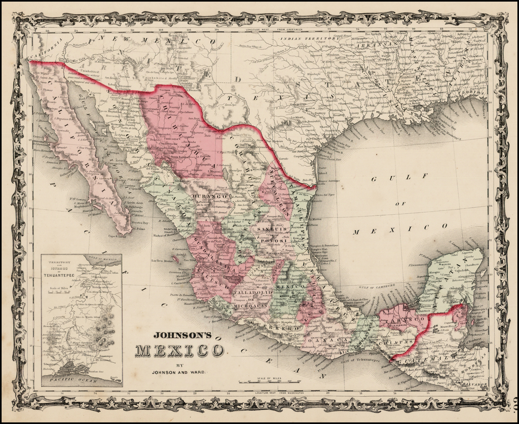 Johnson's Mexico - Barry Lawrence Ruderman Antique Maps Inc., image size:1024x837