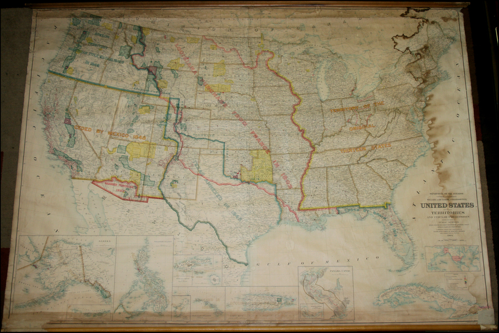 United States Including Territories And Insular Possessions Showing Major Us Land Acquisitions From The American Revolution To 1900 Barry Lawrence Ruderman Antique Maps Inc