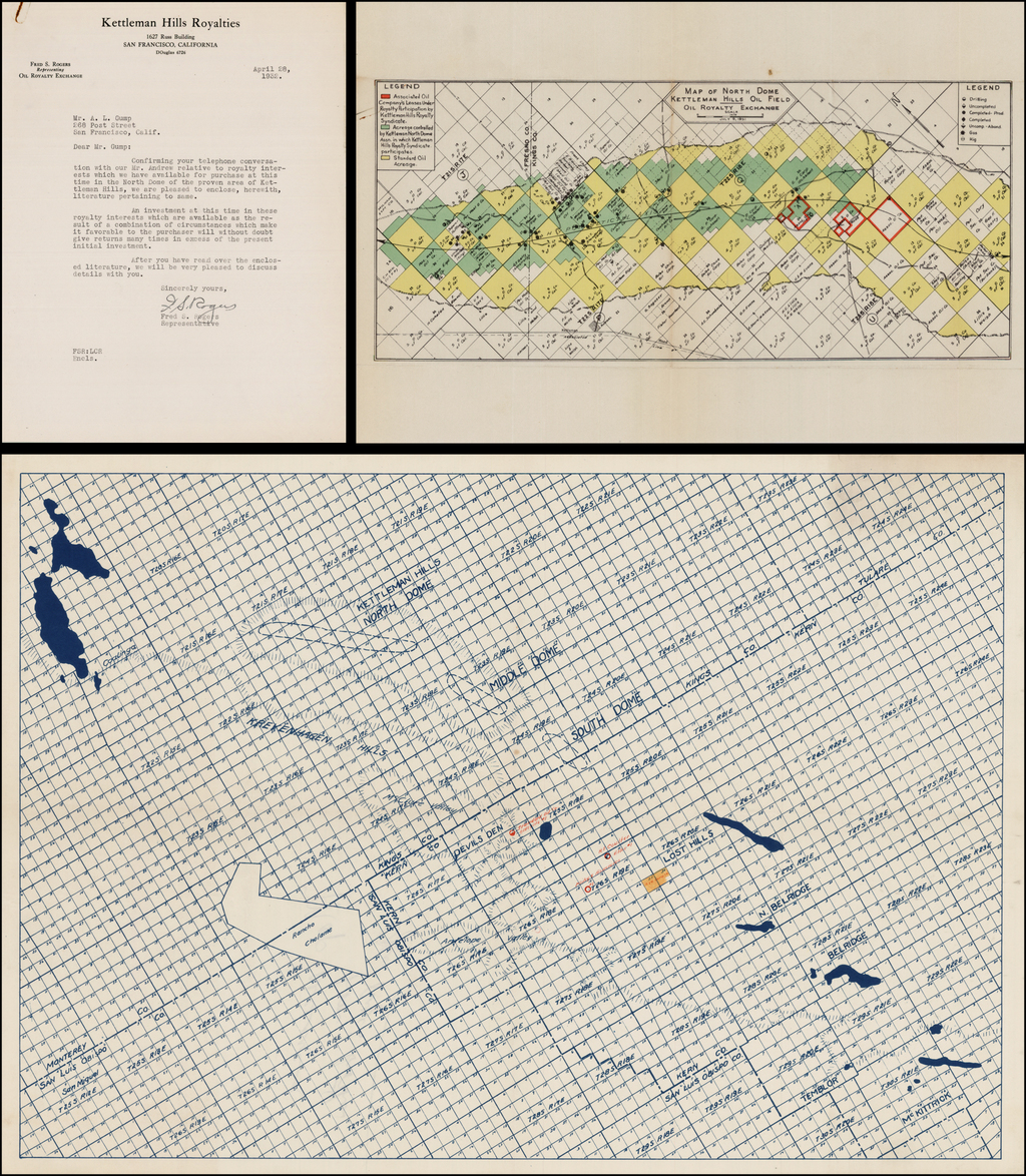 Map of North Dome Kettleman Hills Oil Field Oil Royalty Exchange