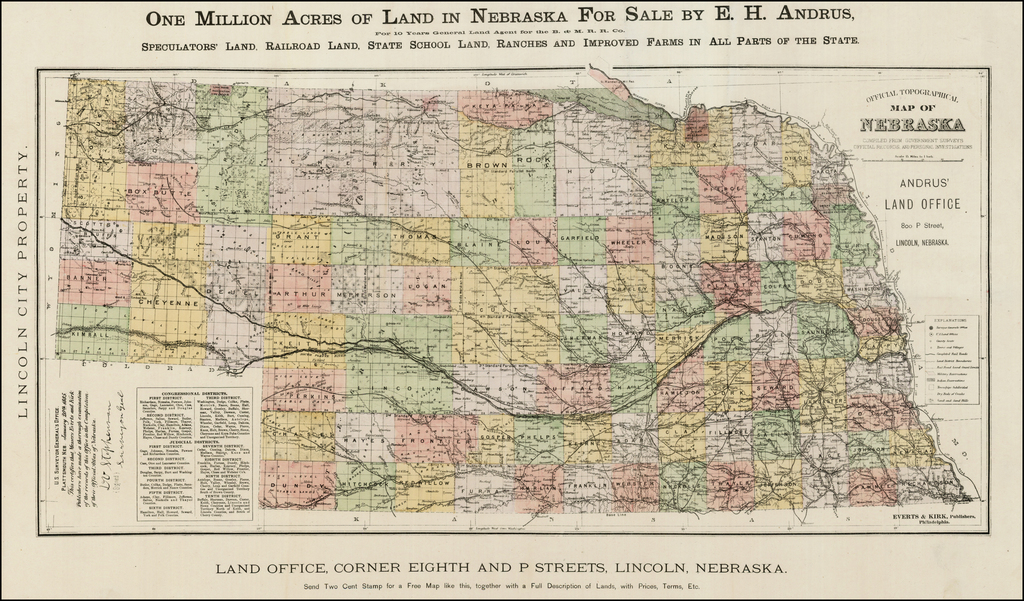 One Million Acres of Land in Nebraska For Sale by E. H. Andrus, For 10