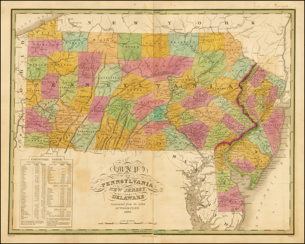 Map Of Pennsylvania New Jersey Delaware Constructed From The Latest   35009 