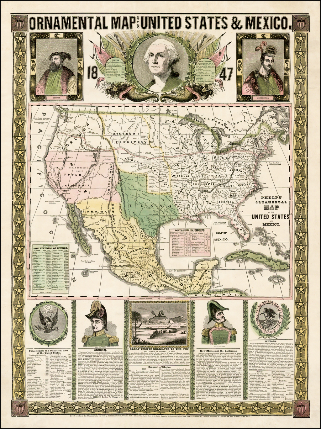Ornamental Map of the United States & Mexico . . . 1847 - Barry ...