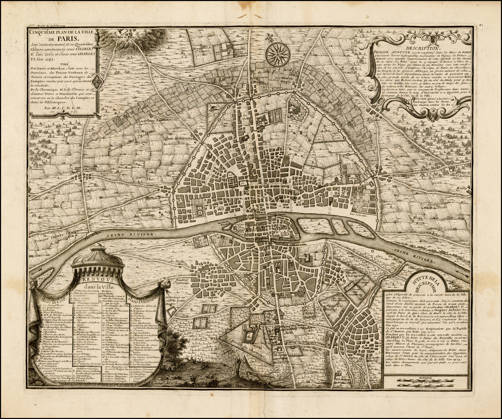 [Medieval Paris -- Charles V & VI] Cinquieme Plan de la Ville de Paris ...