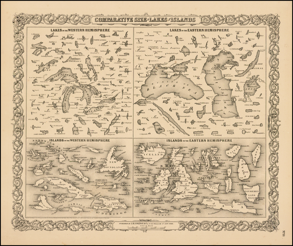 Comparative Size of Lakes and Islands [Great Lakes, Cuba, Formosa ...