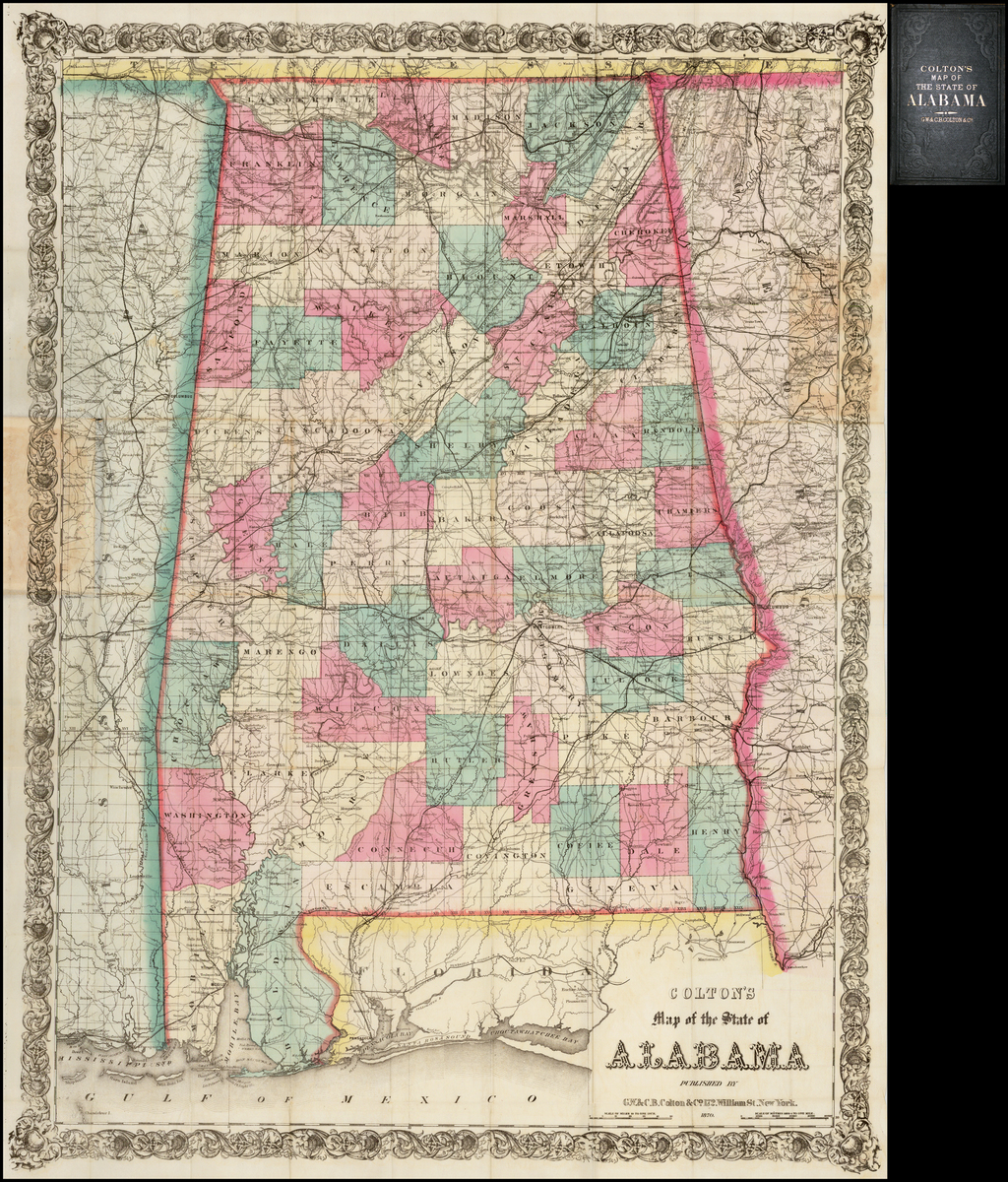 Colton's Map of the State of Alabama . . . 1870 (Pocket Map) Barry