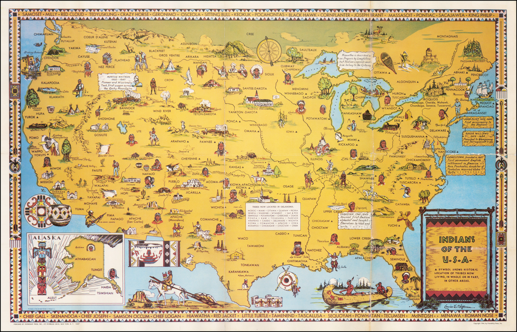 Indians of the U.S.A. A Symbol Showing Historic Locations of Tribes Now