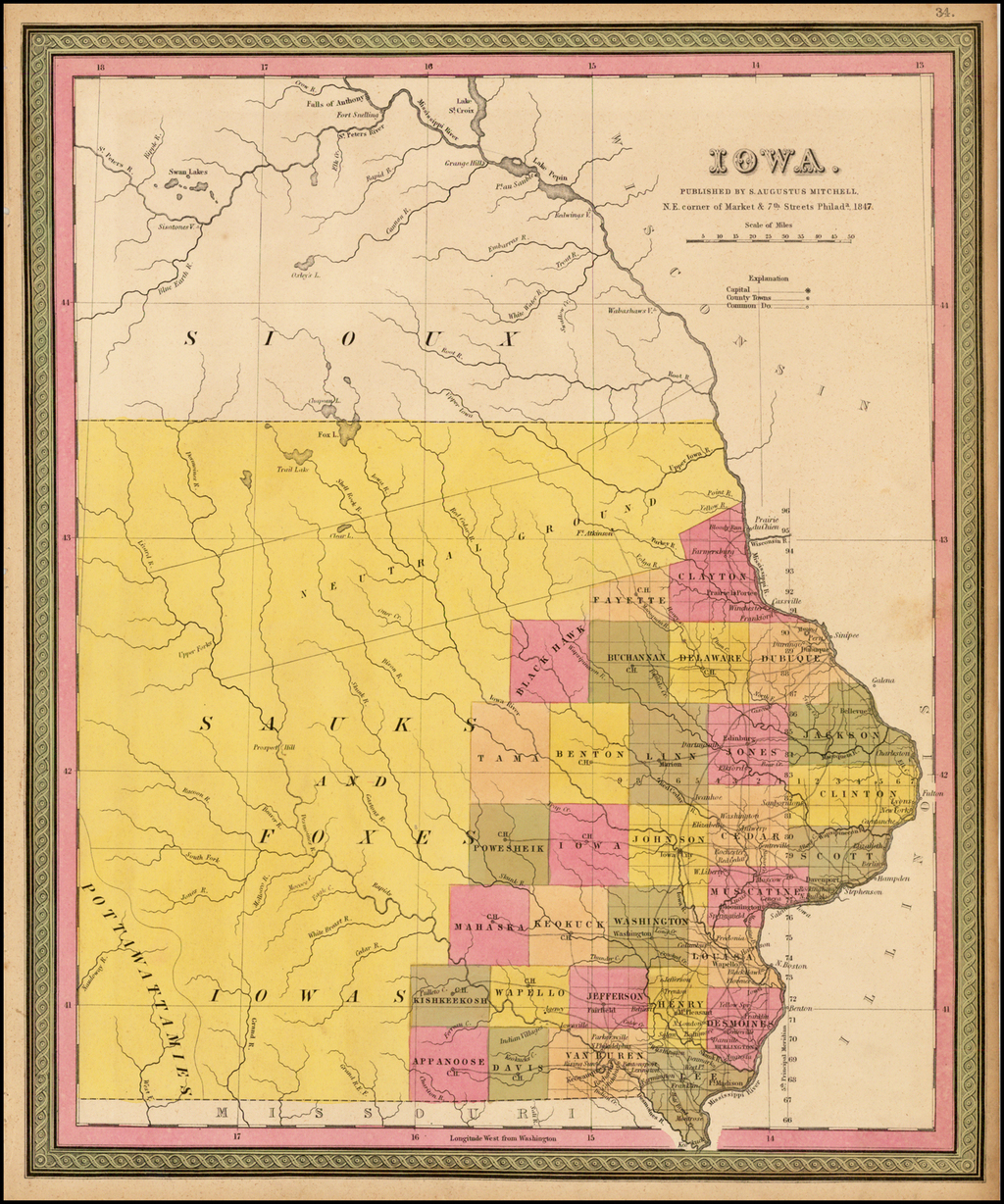 Iowa … 1847 - Barry Lawrence Ruderman Antique Maps Inc.