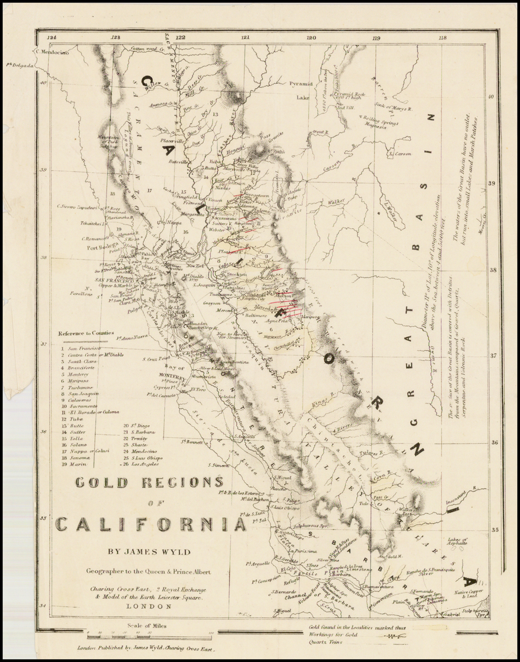 Gold Regions of California By James Wyld Geographer to the Queen & Prince  Albert | RUDERMAN Maps