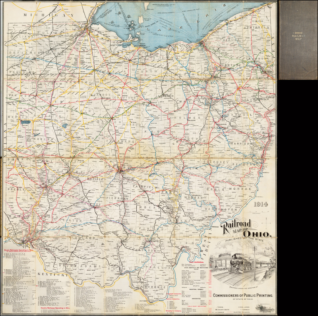 1914 Railroad Map Of Ohio Gambaran