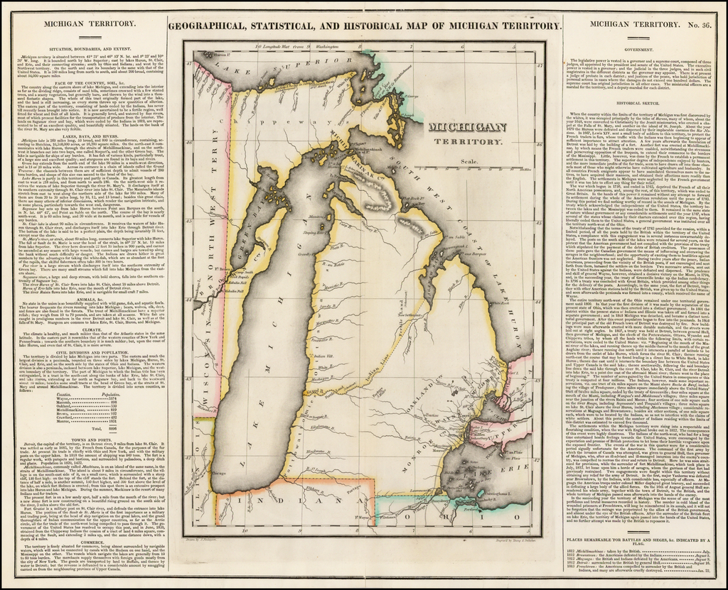 Geographical Statistical And Historical Map Of Michigan Territory 1595