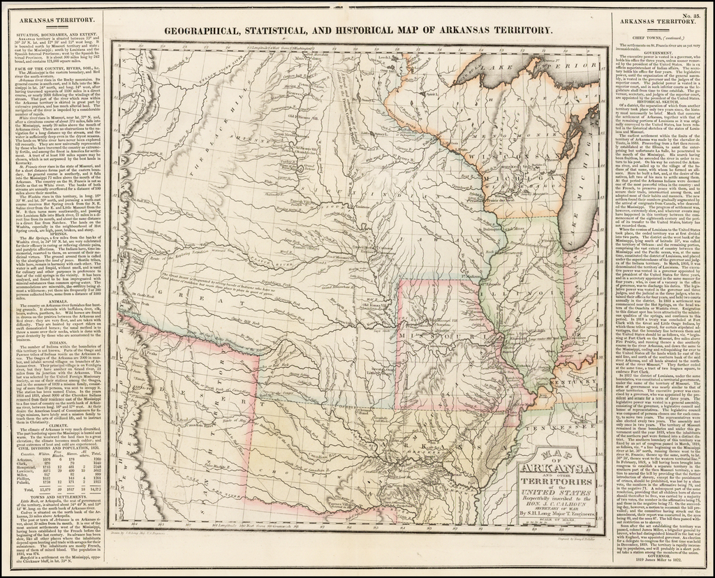 Geographical Statistical And Historical Map Of Arkansas Territory 5130
