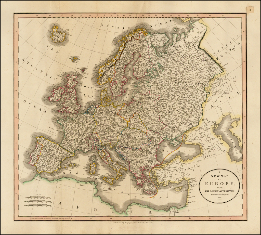 A New Map of Europe, from the Latest Authorities . . . 1804 - Barry ...