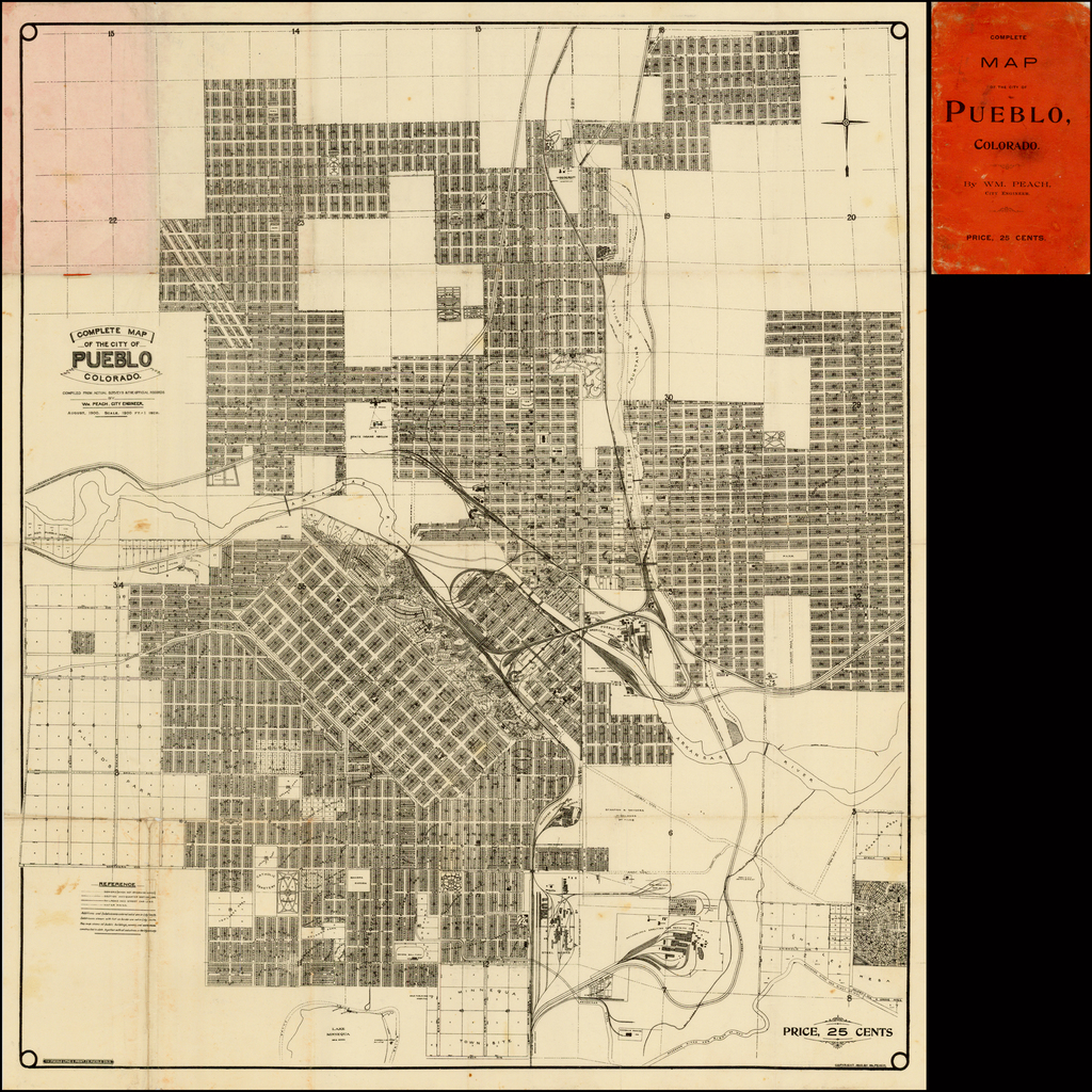 Complete Map of The City of Pueblo Colorado. Compiled From Actual