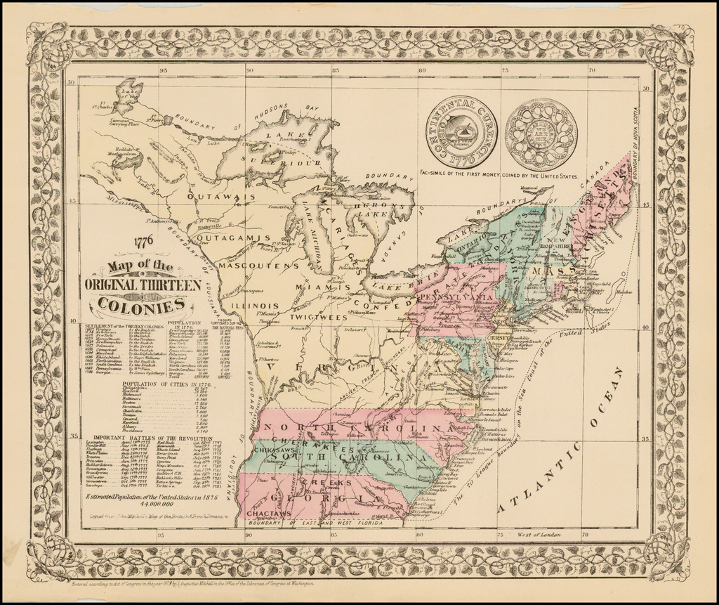 1776 -- Map of the Original Thirteen Colonies - Barry Lawrence Ruderman ...