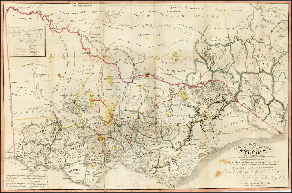 Ham's Squatting Map of Victoria, Port Phillip District, New South Wales