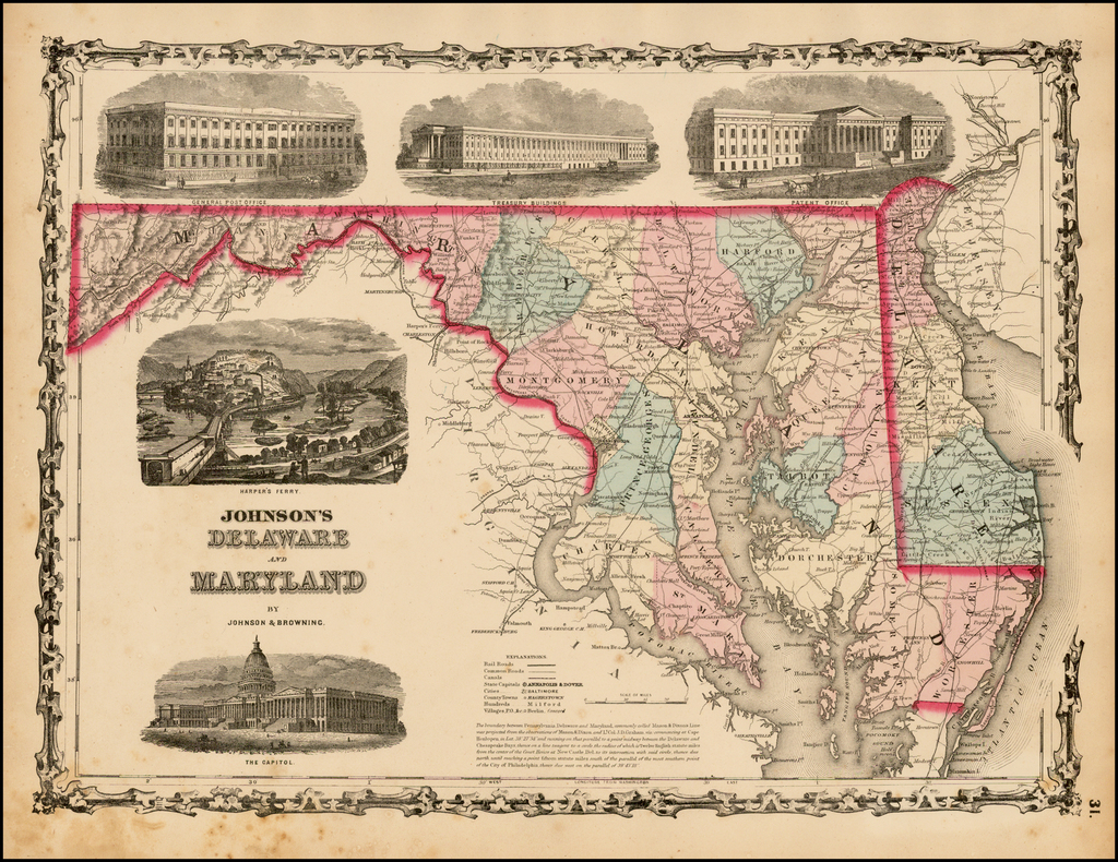 Johnson's Delaware and Maryland [Inset map of Washington DC] - Barry ...