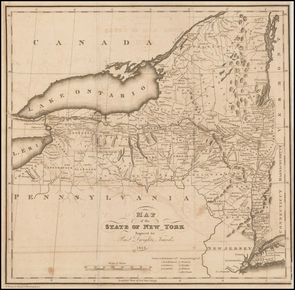 Map of State of New York Engraved for Prest. Dwitghts Travels. 1823