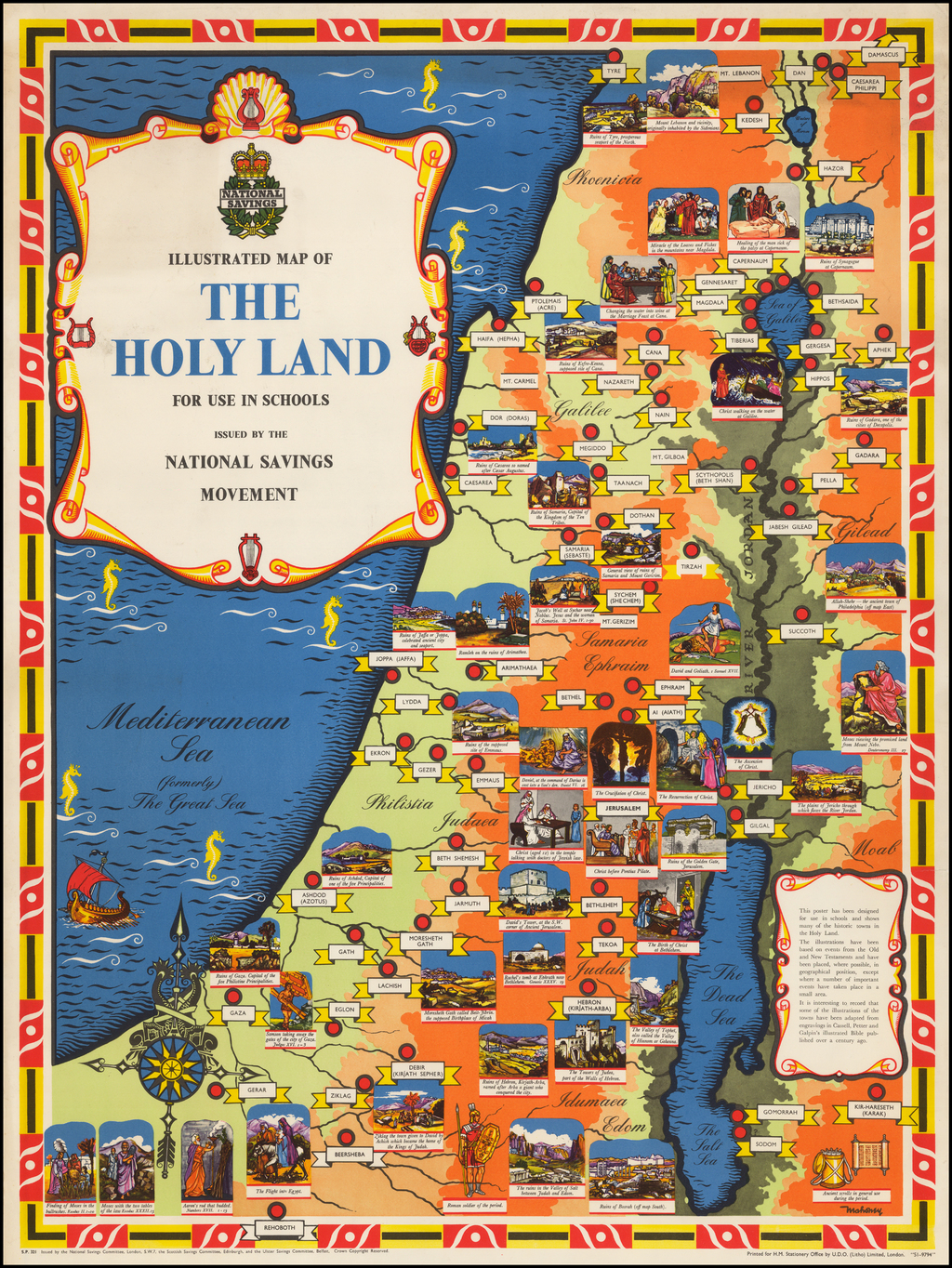 Illustrated Map of the Holy Land For Use In Schools Issued by the