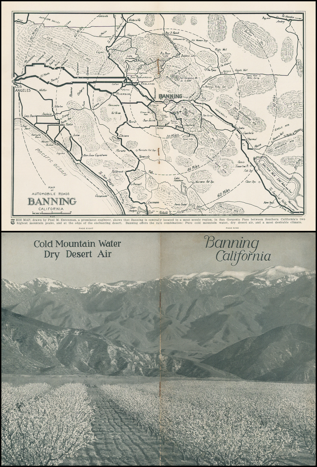 [Southern California] Map of Automobile Roads Banning California Barry Lawrence Ruderman