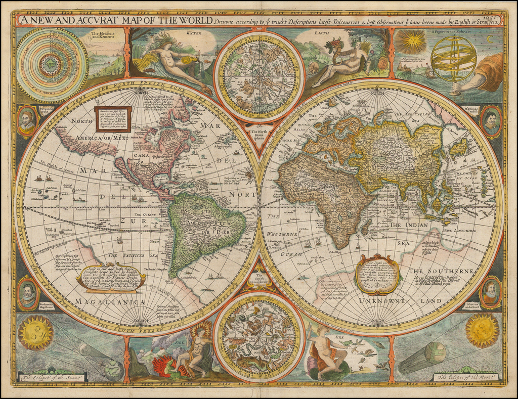 A New and Accurat Map of the World Drawne according to ye 