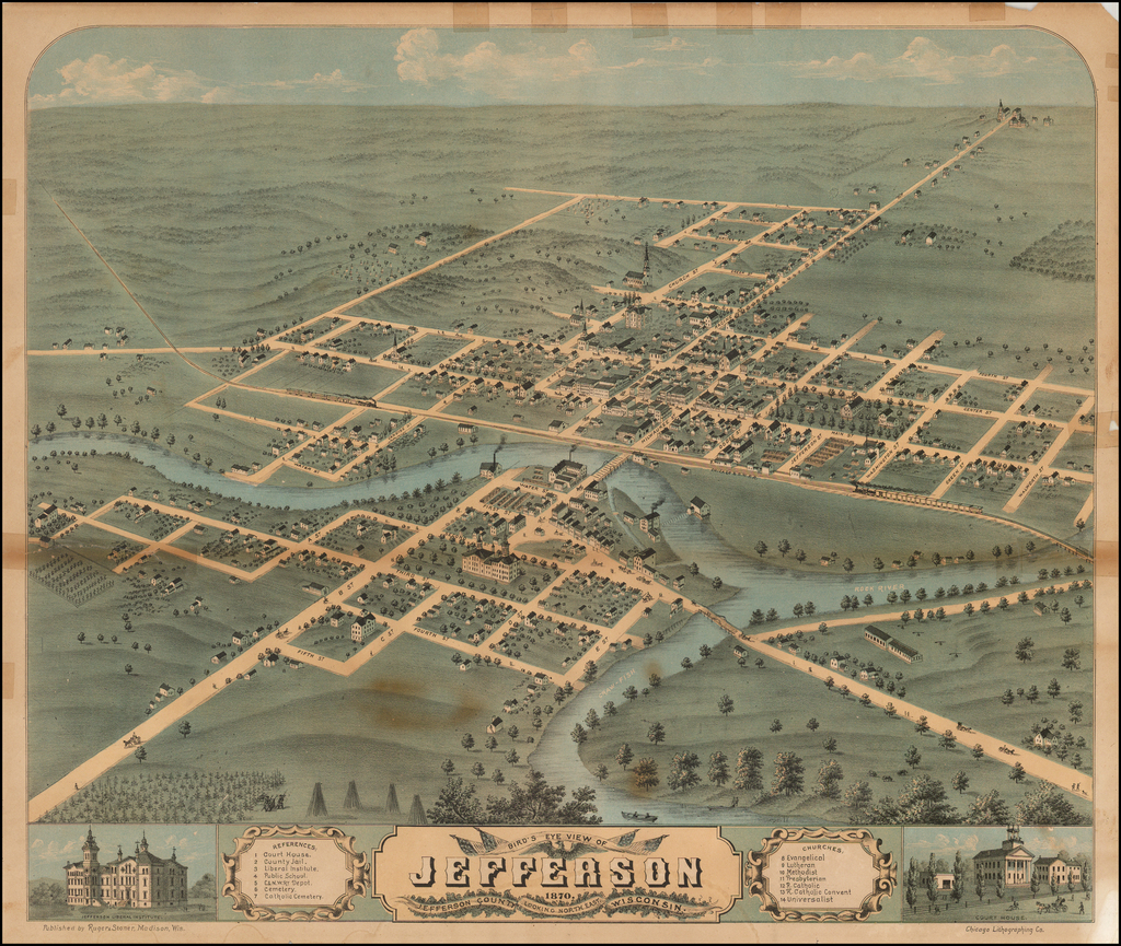 Bird's Eye View of Jefferson, Jefferson County, Wisconsin, 1870 Barry