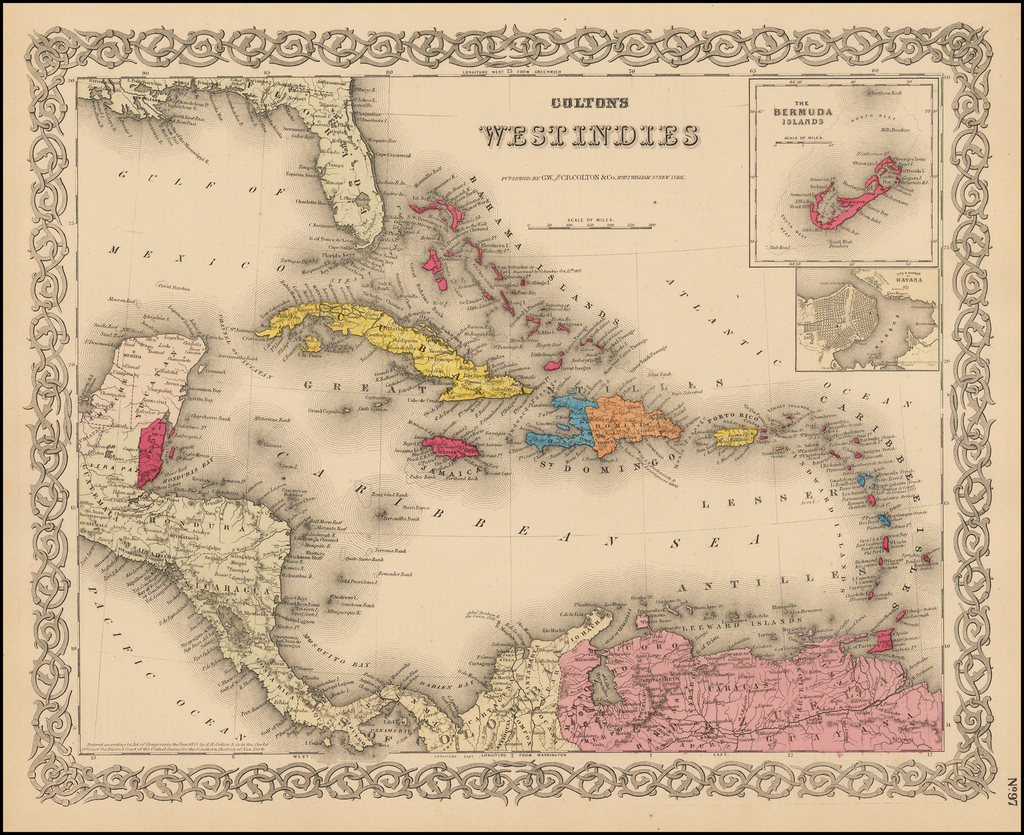 Coltons West Indies Bermuda And Havana Insets Barry Lawrence Ruderman Antique Maps Inc 4994