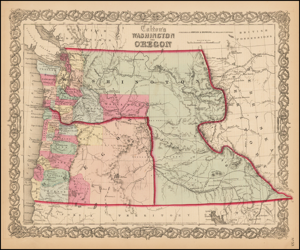 Colton's Washington and Oregon Barry Lawrence Ruderman Antique Maps Inc.