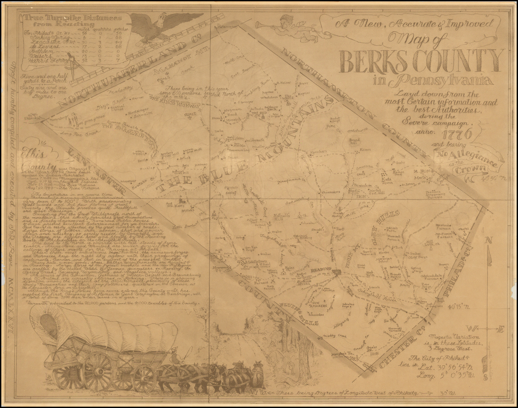 A New Accurate Improved Map Of Berks County In Pennsylvania Layd 