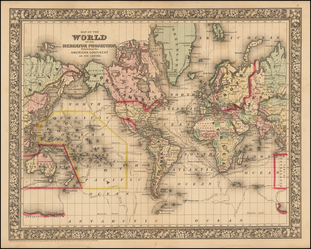 Map of the World on The Mercator Projection, Exhibiting the American ...