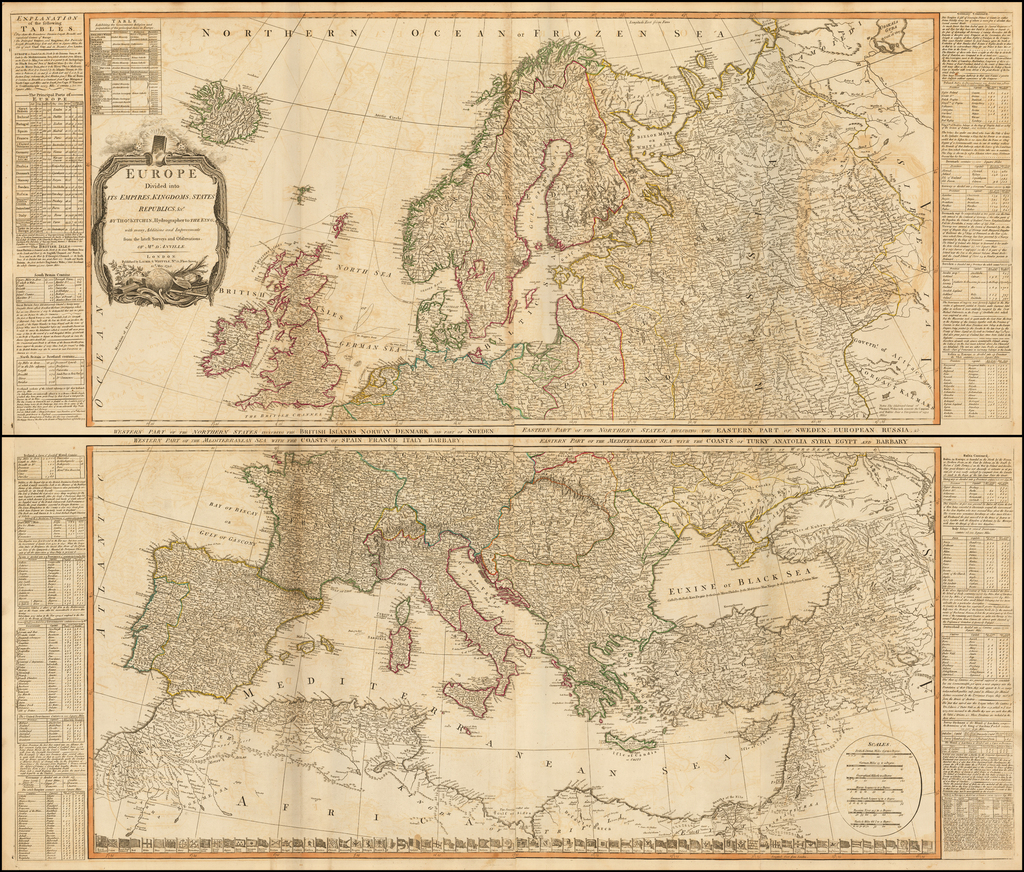 A New And Accurate Map Of Europe Divided Into Its Empires Kingdoms States And Republics Andc 6783