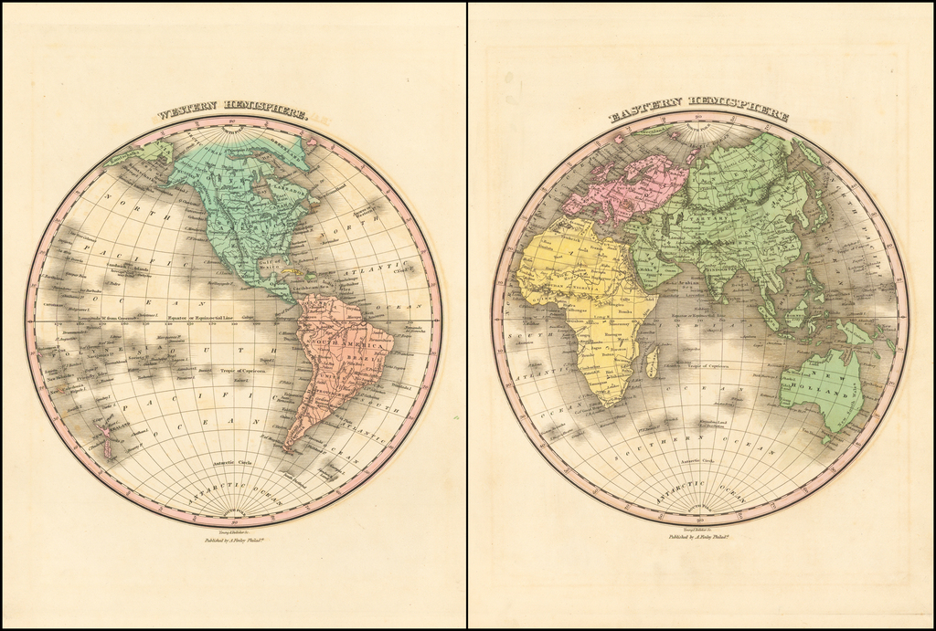 Western Hemisphere And Eastern Hemisphere Barry Lawrence Ruderman Antique Maps Inc 9237