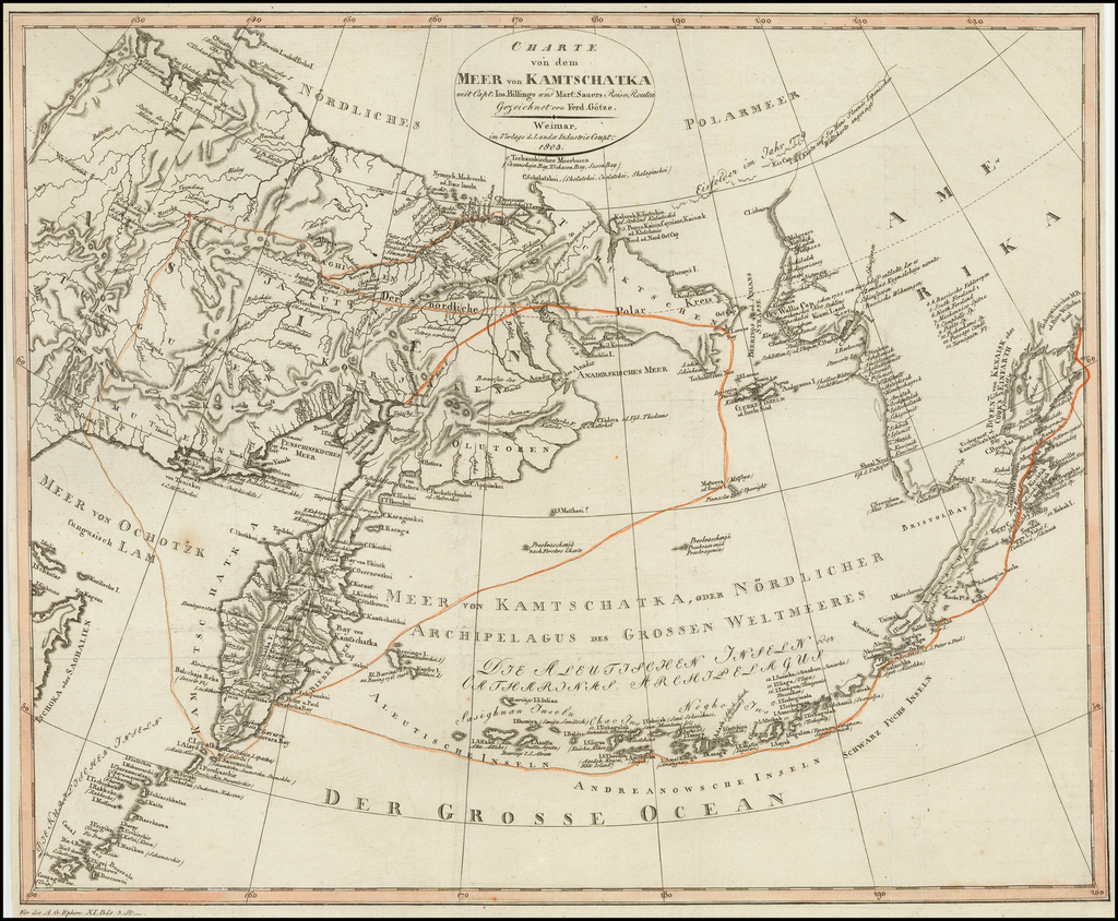 Charte von dem Meer von Kamtschatka mit Capt. Ios. Billings und Mart ...