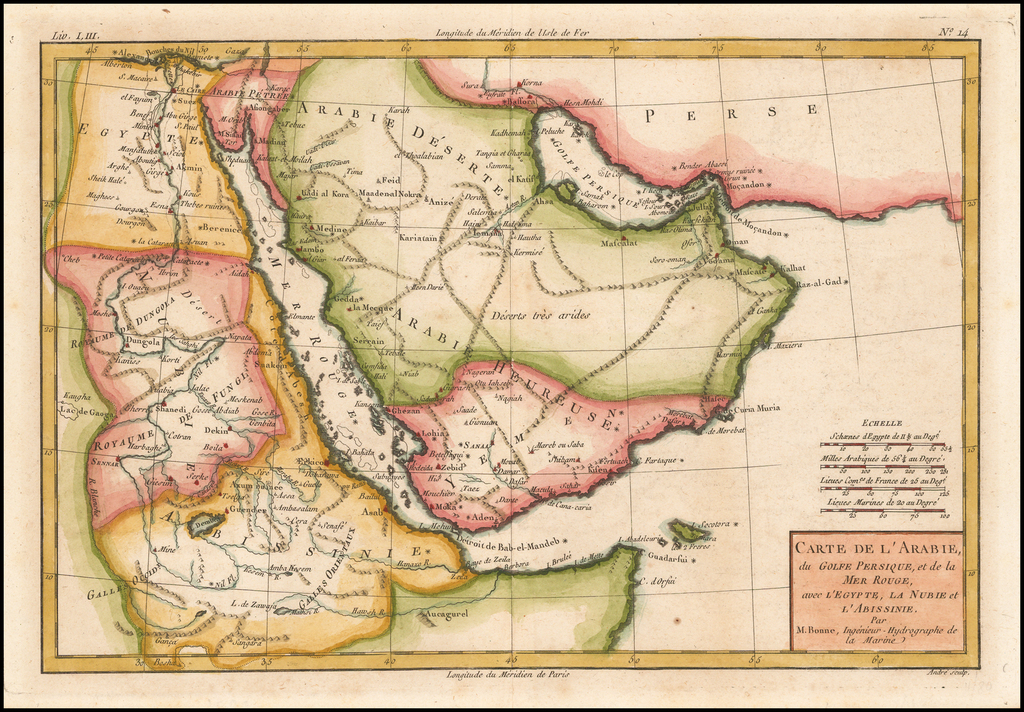 Carte De L Arabie Du Golfe Persique Et De La Mer Rouge Avec L Egypte La Nubie Et L Abissinie Barry Lawrence Ruderman Antique Maps Inc