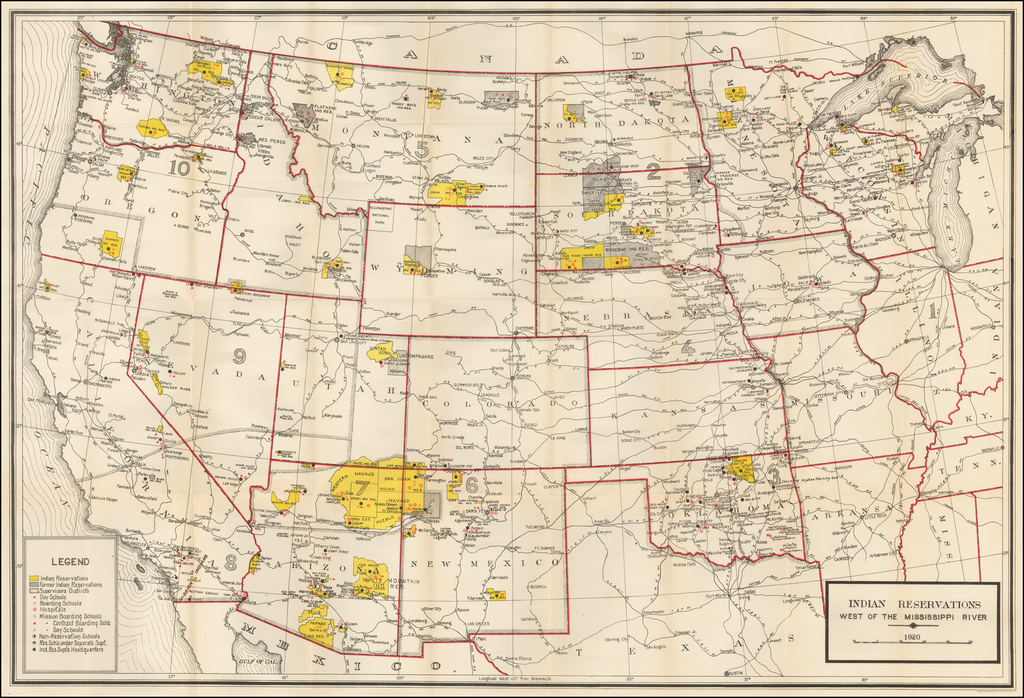 Indian Reservations West of the Mississippi River -- 1920 - Barry