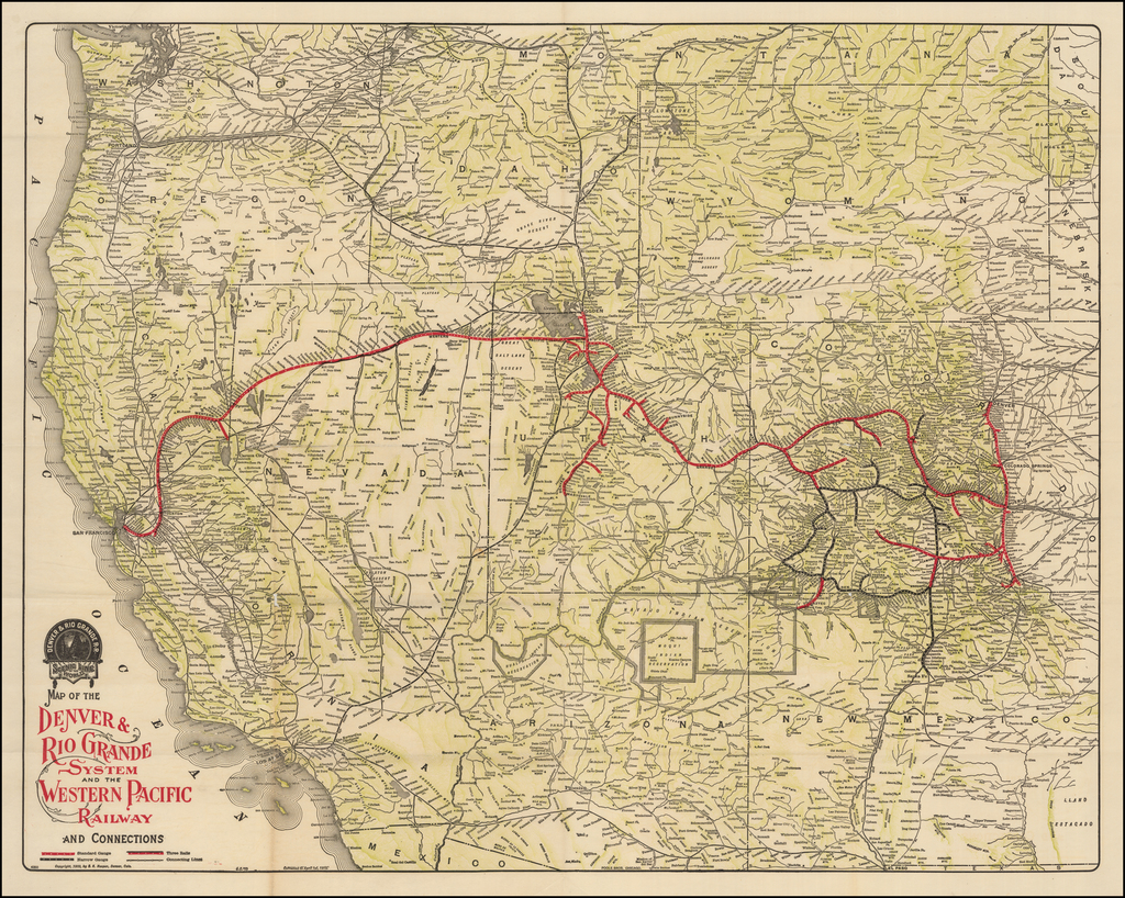 Map of the Denver \u0026 Rio Grande System and the Western Pacific Railway and  Connections. . . 1909 - Barry Lawrence Ruderman Antique Maps Inc., image size:1024x818