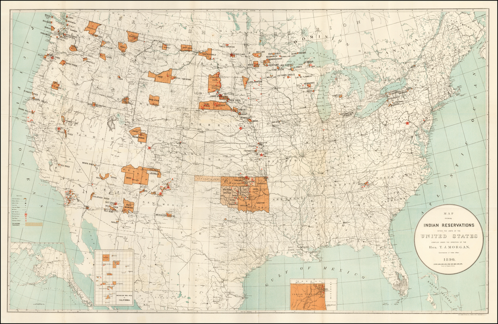 Map Showing Indian Reservations Within The Limits Of The United States Compiled Under The