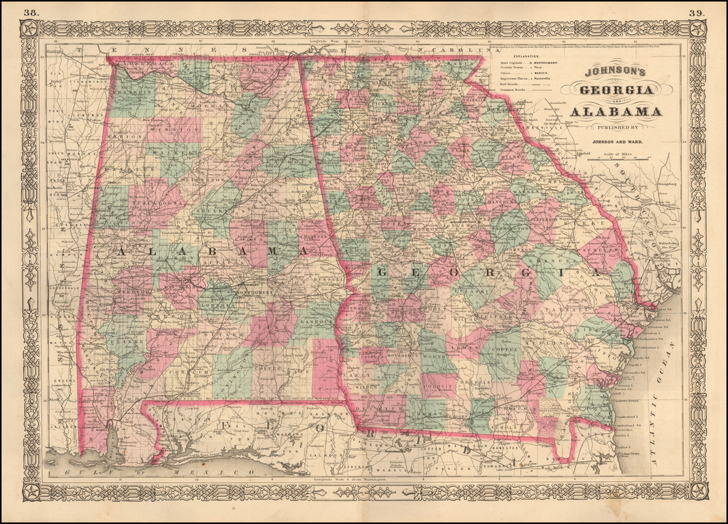 Алабама на карте. Alabama poster Map.