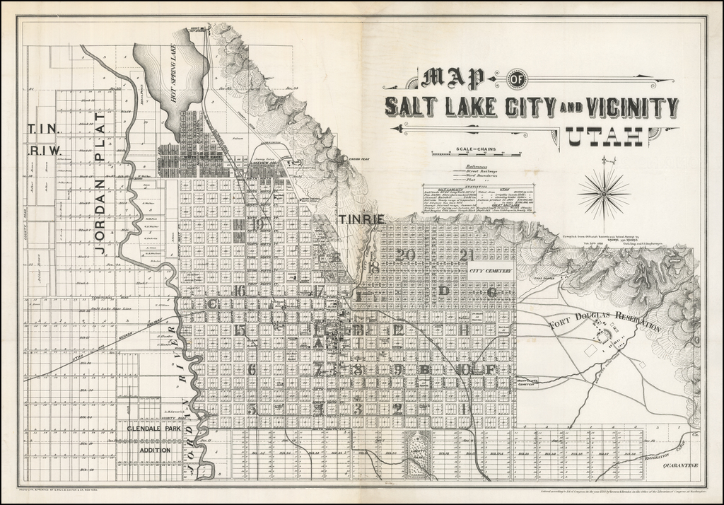 Salt Lake City Plat Map Map Of Salt Lake And Vicinity Utah - Barry Lawrence Ruderman Antique Maps  Inc.