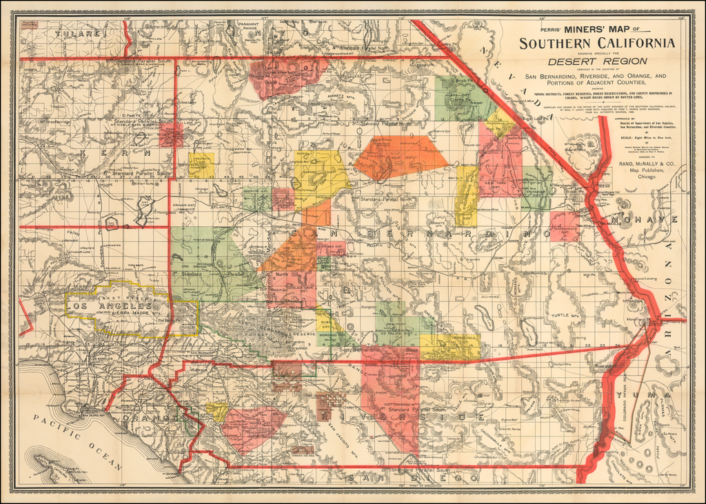 Perris' Miners' Map of Southern California Showing Specially The Desert