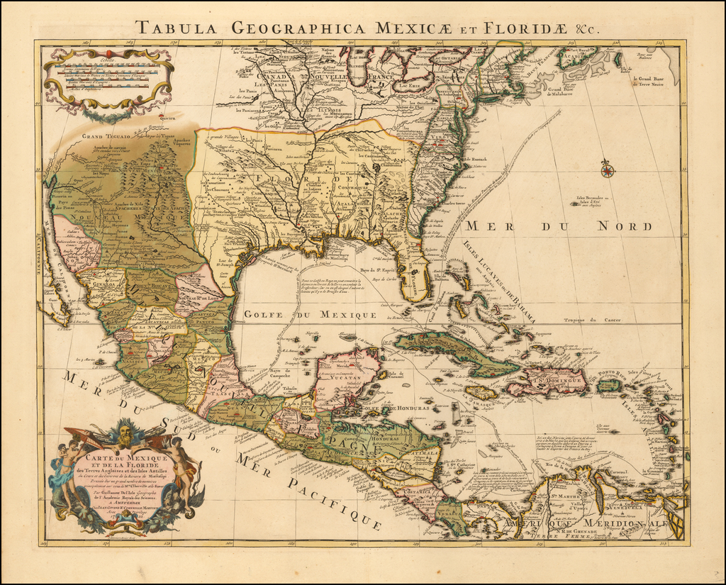 Carte Du Mexique et de la Floride des Terres Angloises et des Isles ...