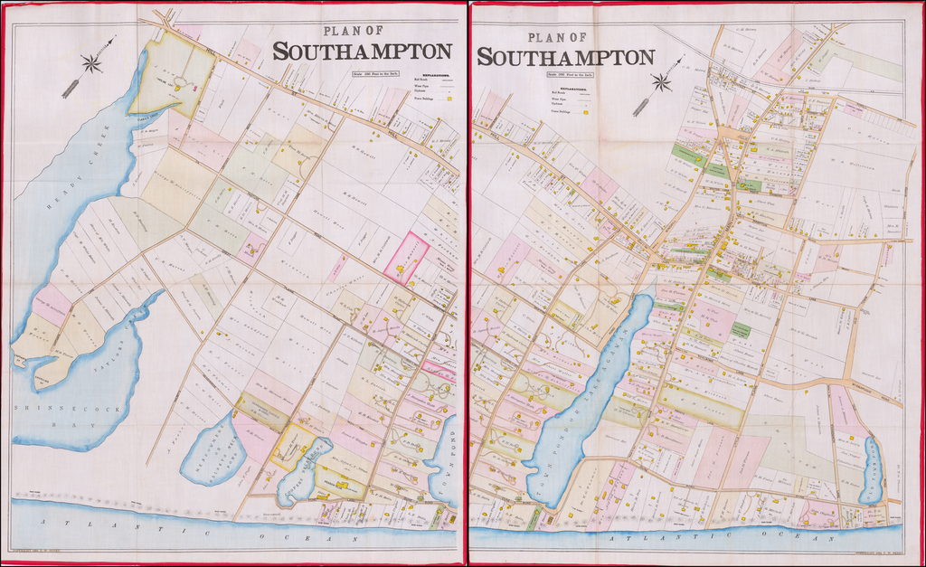 Map Of Southampton Town Plan Of Southampton [Town] [With] Plan Of Southampton [Village] - Barry  Lawrence Ruderman Antique Maps Inc.