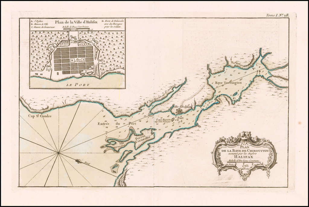 Plan De La Baye De Chibouctou Nommee Par Les Anglois Halifax 1763 Inset Plan Of Halifax 6198