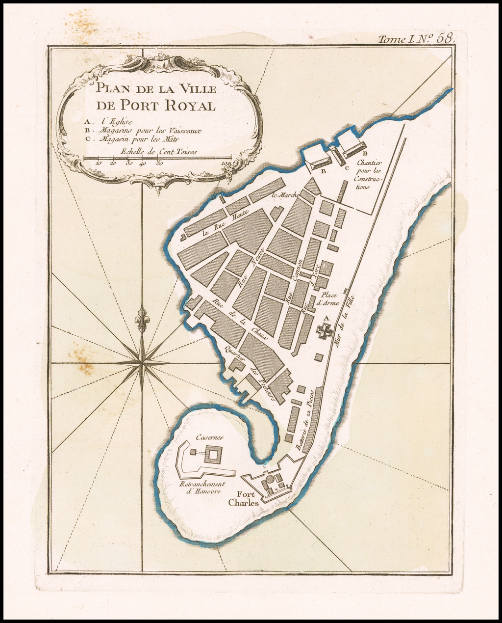 Plan De La Ville De Port Royal Barry Lawrence Ruderman Antique Maps Inc 7474