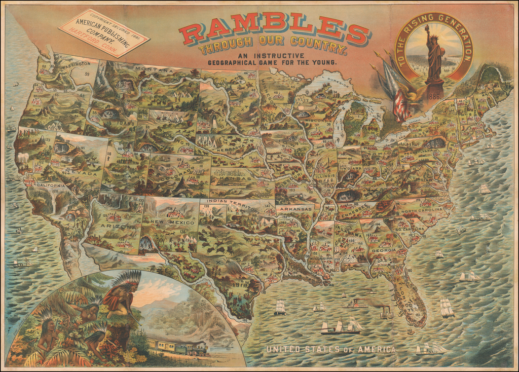 Rambles Through Our Country An Instructive Geographical Game For The Young 1886 Barry 8498