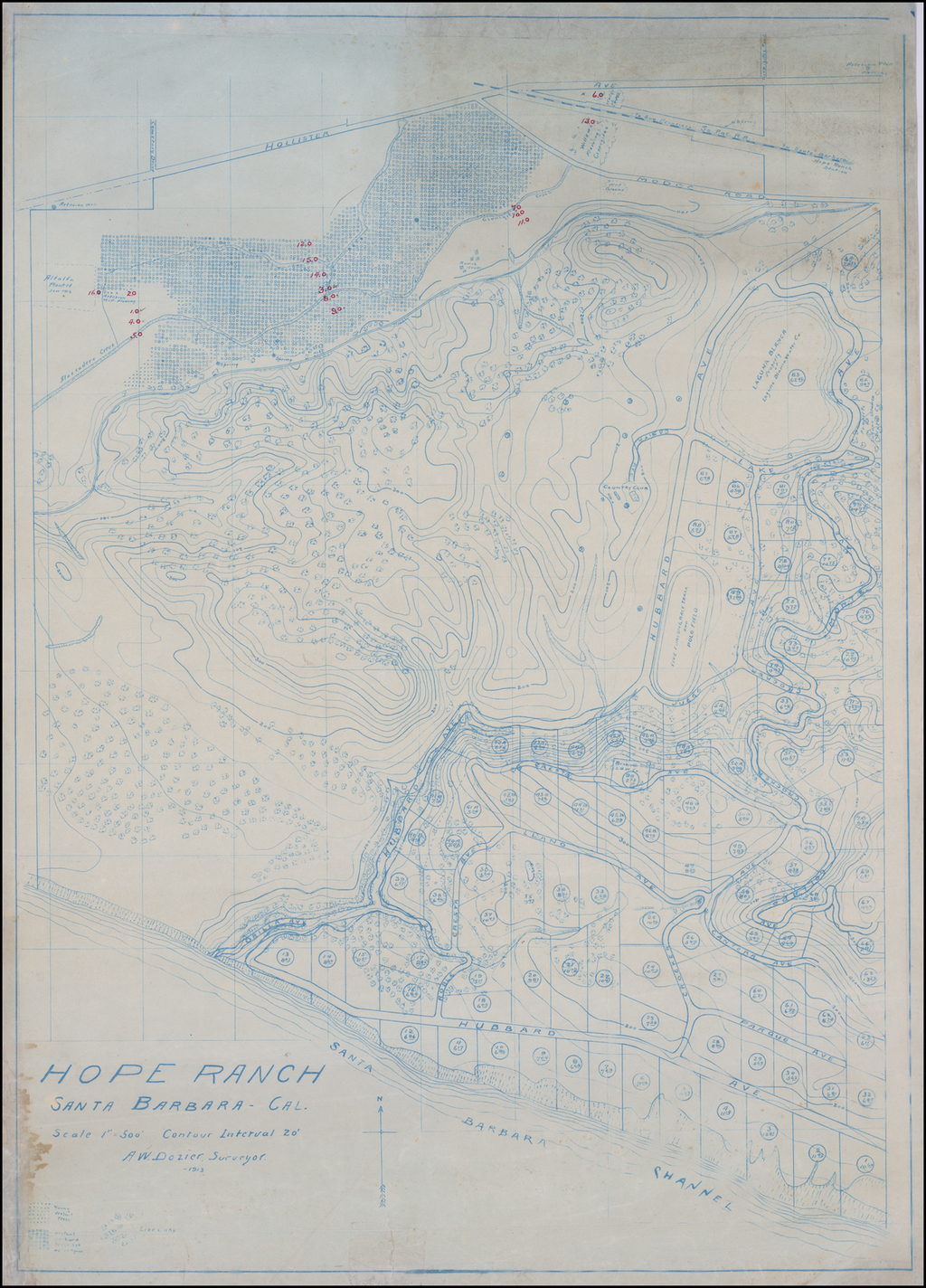 Hope Ranch Santa Barbara - Cal. . . . A.W. Dozier Surveyor. -1913- |  RUDERMAN Maps