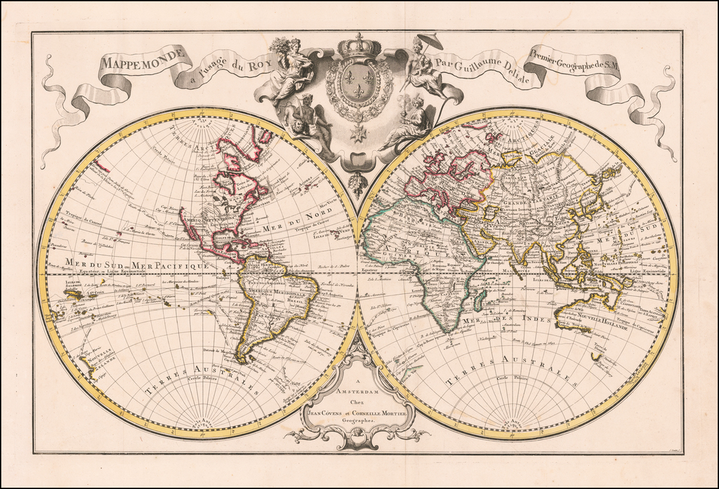 Mappemonde a l'Usage du Roy: Covens & Mortier / Delisle 1760