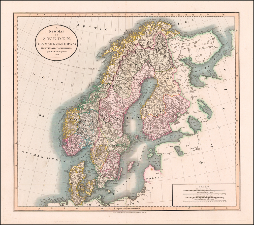 A New Map of Sweden, Denmark and Norway, from the Latest Authorities . . .  1801 | RUDERMAN Maps